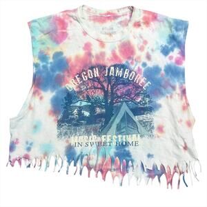 OREGON JAMBOREE 22nd Annual Music Festival Cutoff Fringed Crop Top Unisex Size M